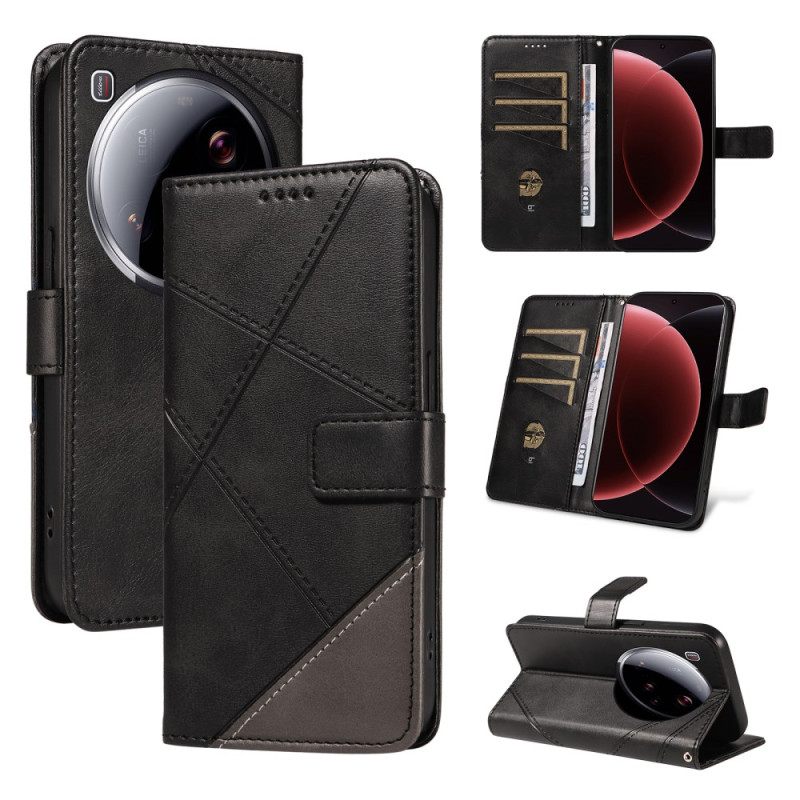 Flip Case Leren Xiaomi 15 Ultra Geometrisch Ontwerp