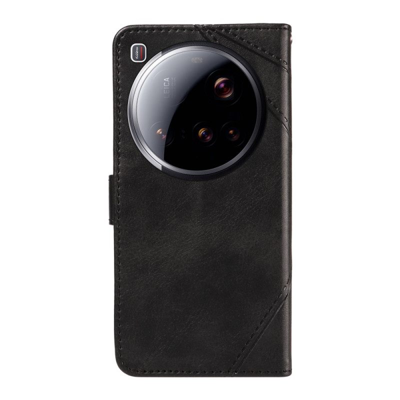 Flip Case Leren Xiaomi 15 Ultra Geometrisch Ontwerp