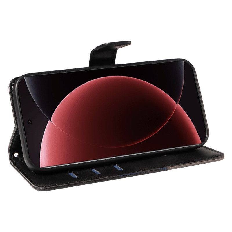 Flip Case Leren Xiaomi 15 Ultra Geometrisch Ontwerp