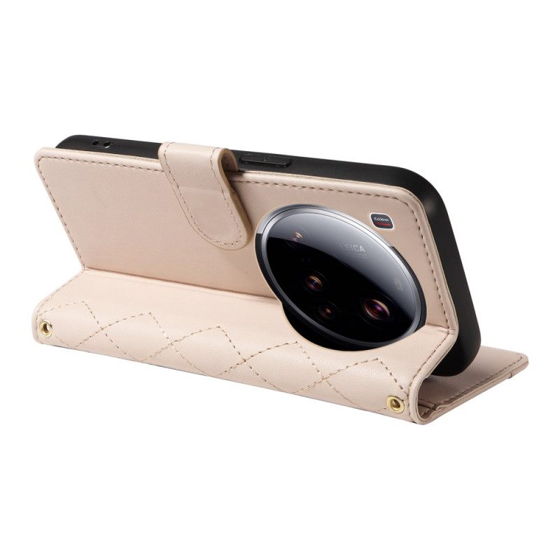 Folio-hoesje Xiaomi 15 Ultra Gevoerd Met Riem En Schouderriem