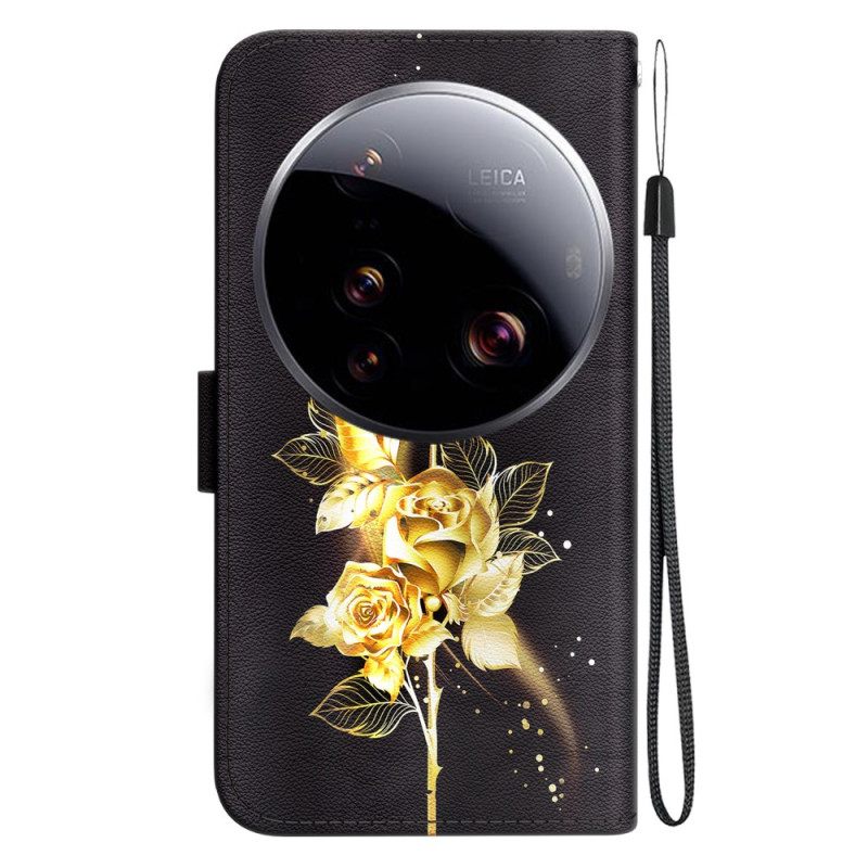 Folio-hoesje Xiaomi 15 Ultra Gouden Rozen En Vlinders