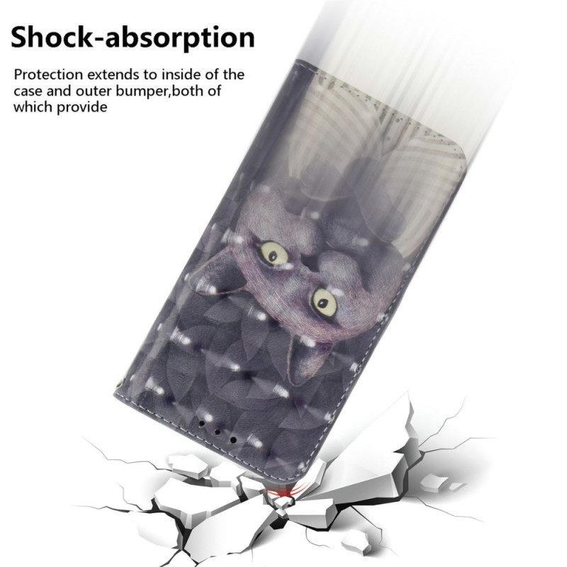 Folio-hoesje Xiaomi 15 Ultra Grijze Kat Met Sleutelkoord