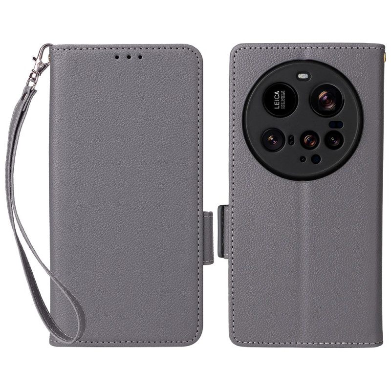 Folio-hoesje Xiaomi 15 Ultra Telefoonhoesje Gestructureerd Bandje