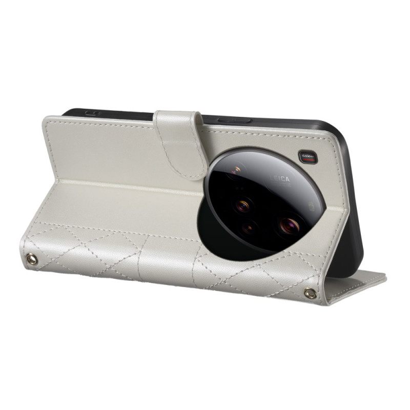 Folio-hoesje Xiaomi 15 Ultra Telefoonhoesje Gewatteerd Met Band En Schouderband