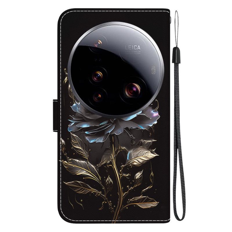 Leren Hoesje Voor Xiaomi 15 Ultra Zwarte Roos