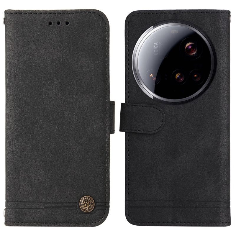 Leren Hoesje Xiaomi 15 Ultra Decoratieve Klinknagel Bescherming Hoesje