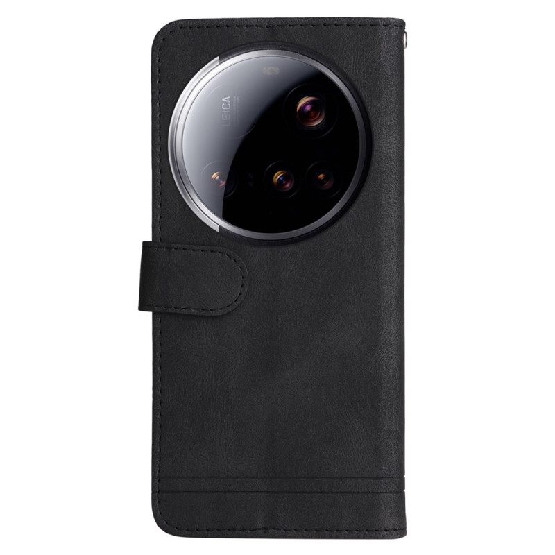 Leren Hoesje Xiaomi 15 Ultra Decoratieve Klinknagel Bescherming Hoesje