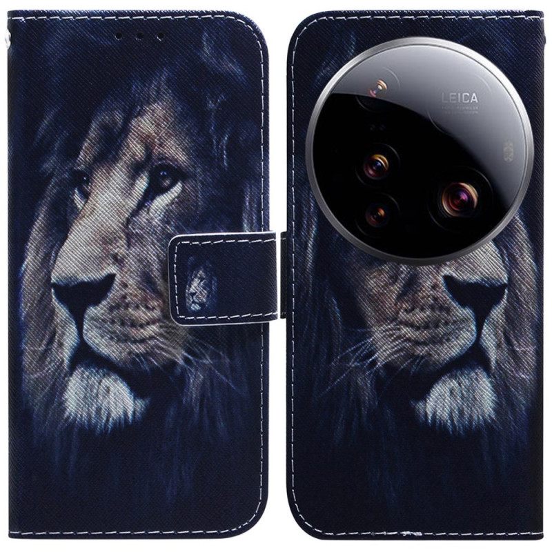 Leren Hoesje Xiaomi 15 Ultra Dromende Leeuw Bescherming Hoesje