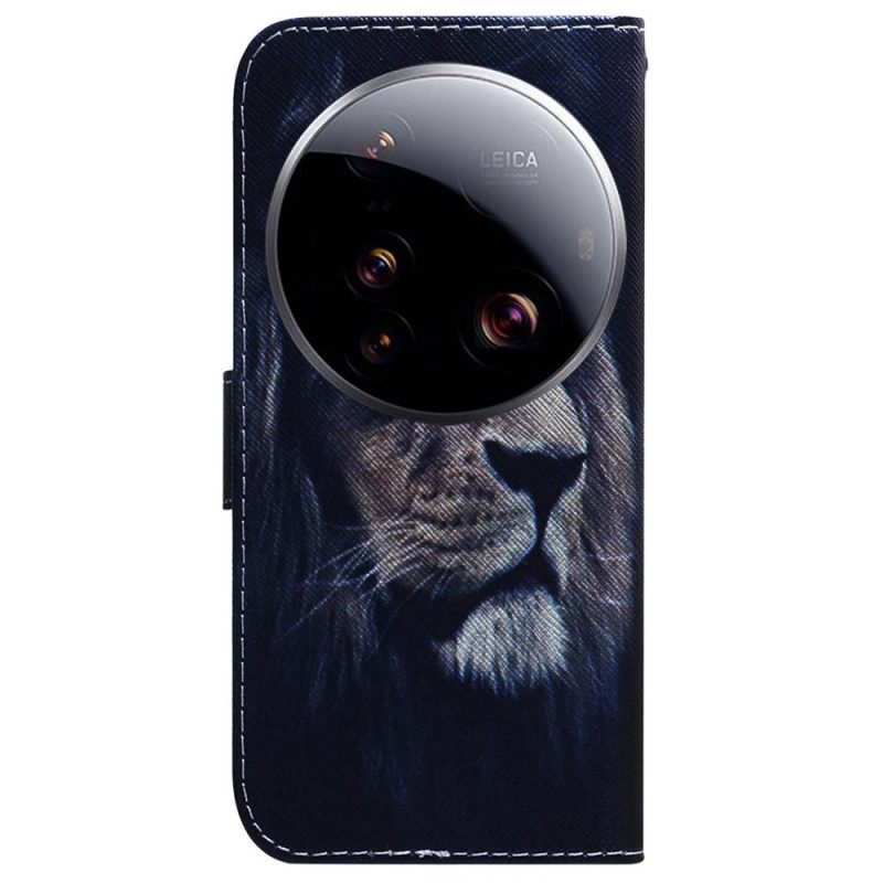 Leren Hoesje Xiaomi 15 Ultra Dromende Leeuw Bescherming Hoesje