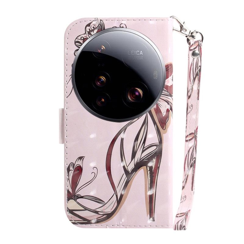 Leren Hoesje Xiaomi 15 Ultra Hoge Hakken Met Sleutelkoord Bescherming Hoesje