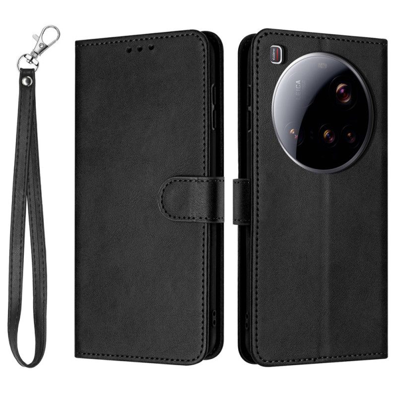 Leren Hoesje Xiaomi 15 Ultra Lederen Bandje-effect Bescherming Hoesje