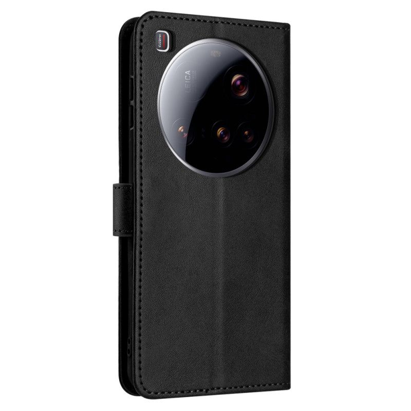Leren Hoesje Xiaomi 15 Ultra Lederen Bandje-effect Bescherming Hoesje
