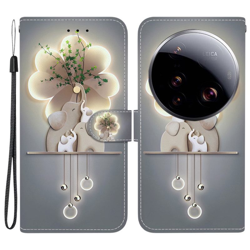 Leren Hoesje Xiaomi 15 Ultra Olifant Met Patroon Bescherming Hoesje