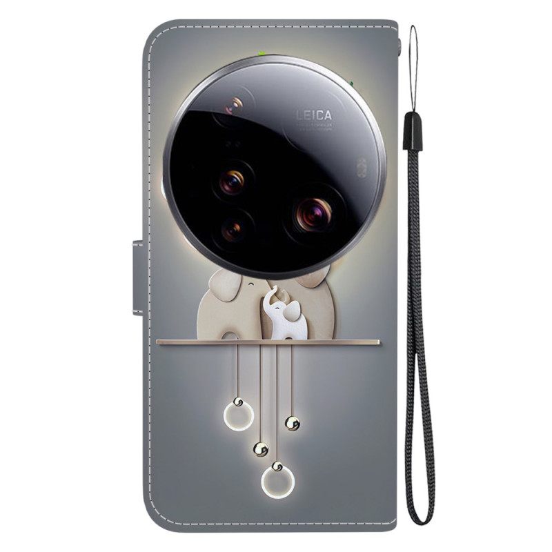 Leren Hoesje Xiaomi 15 Ultra Olifant Met Patroon Bescherming Hoesje