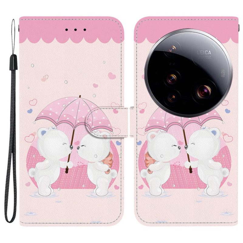 Leren Hoesje Xiaomi 15 Ultra Paar Beren Bescherming Hoesje