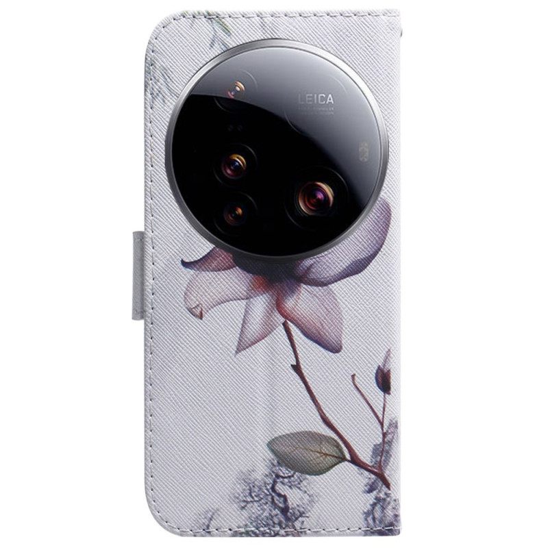 Leren Hoesje Xiaomi 15 Ultra Roze Bloem Bescherming Hoesje