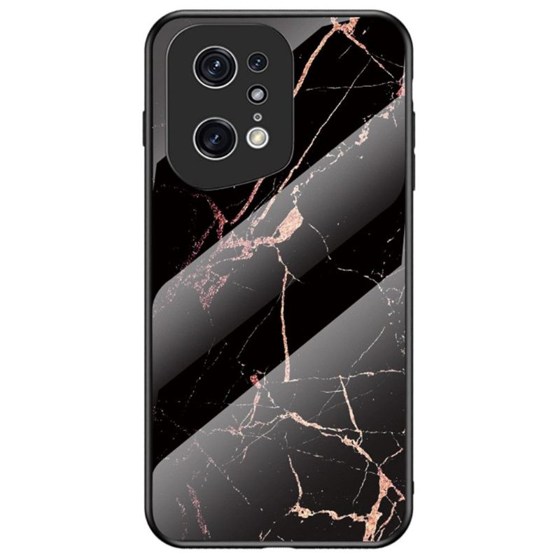Hoesje voor Oppo Find X5 Pro Anti-fall Lina Marmer Gehard Glas