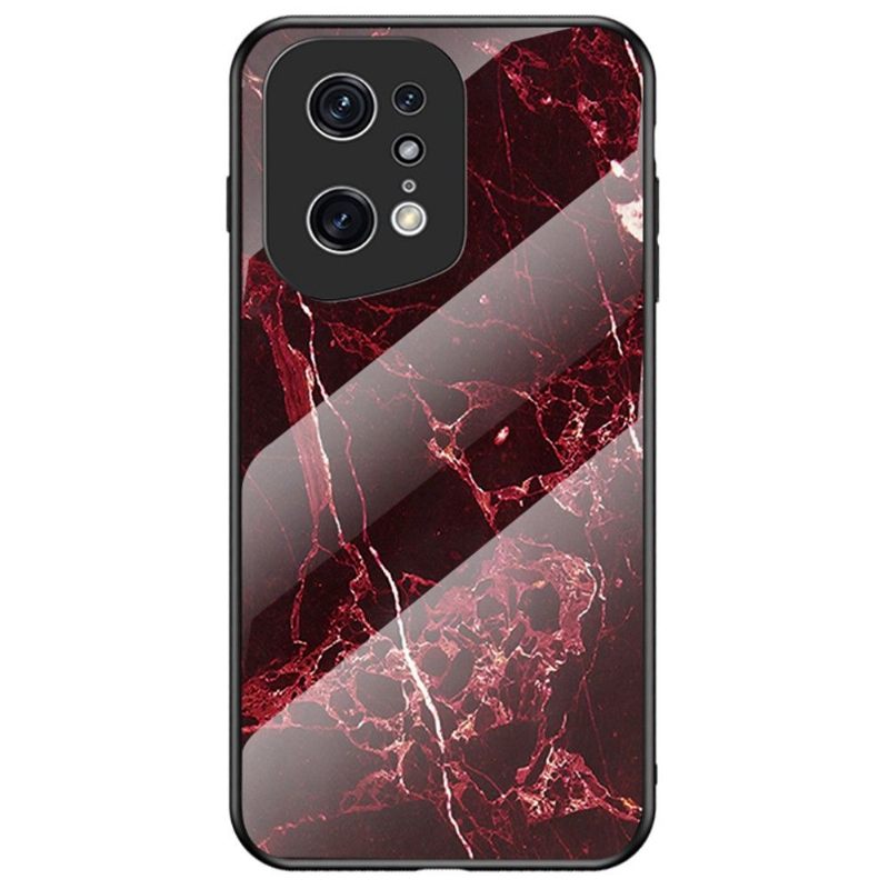 Hoesje voor Oppo Find X5 Pro Anti-fall Lina Marmer Gehard Glas