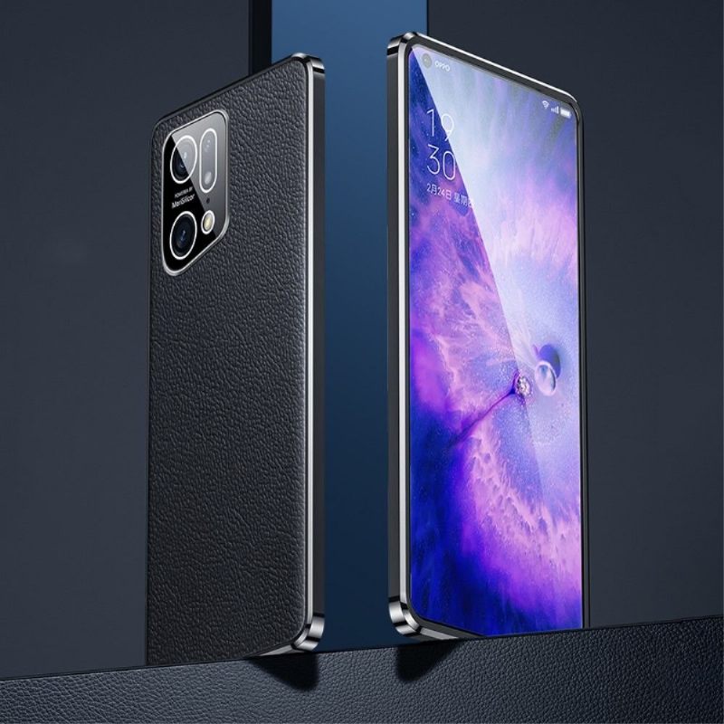 Hoesje voor Oppo Find X5 Pro Echt Leer Met Nerf