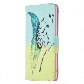 Leren Hoesje voor iPhone 15 Poëtische Veer