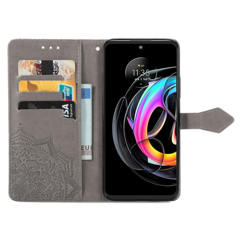 Flip Case voor Motorola Edge 20 Lite Mandala-reliëf In Kunstleer