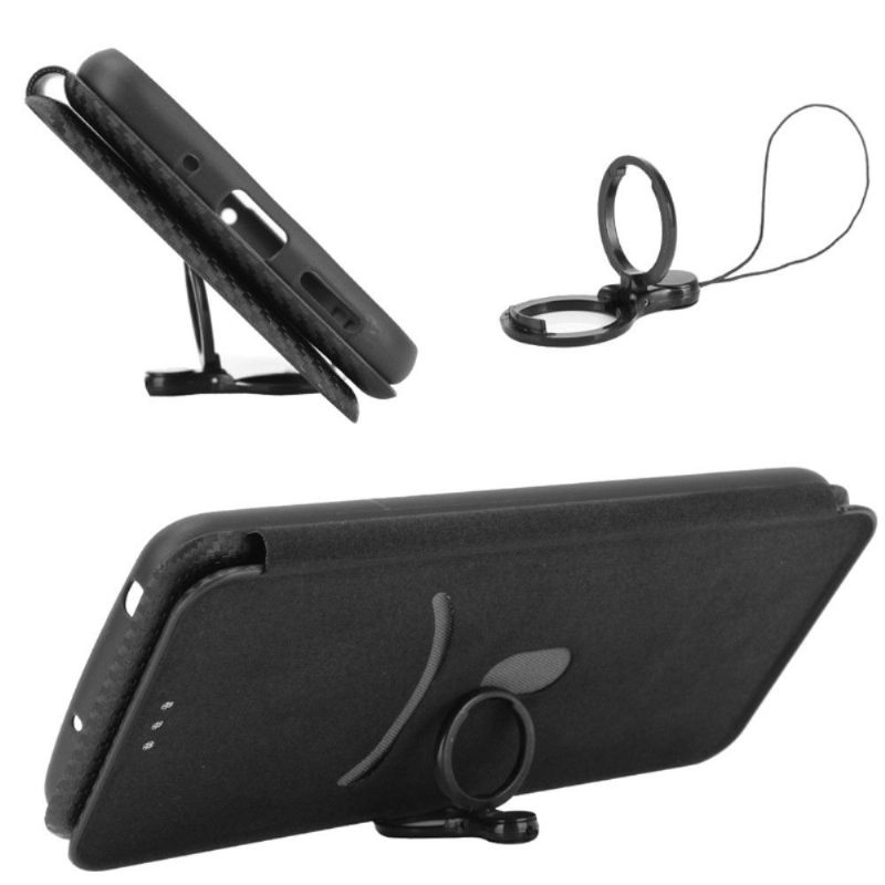 Folio-hoesje voor Motorola Edge 20 Lite Anti-fall Kunstleer Van Koolstofvezel