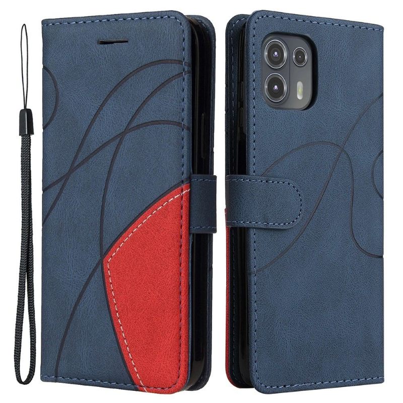 Leren Hoesje voor Motorola Edge 20 Lite Bescherming Bicolor Artistiek