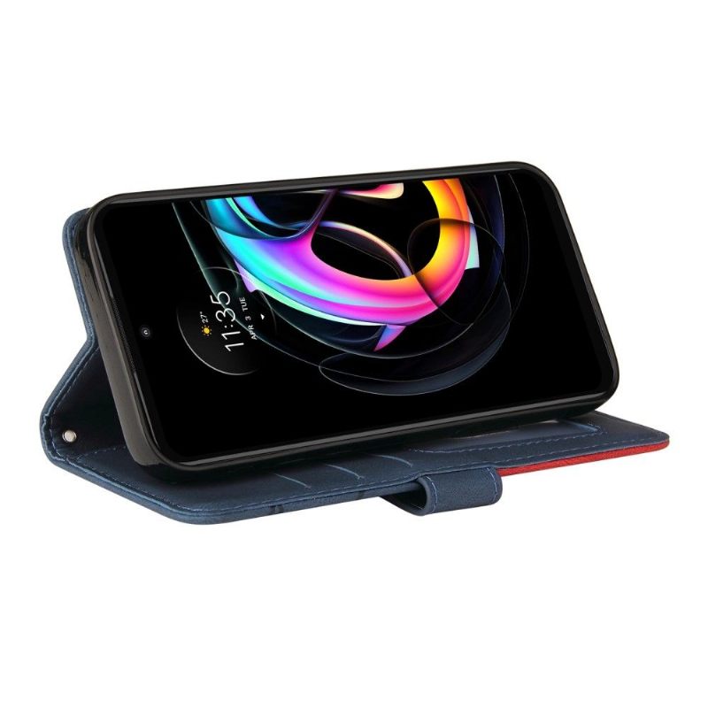 Leren Hoesje voor Motorola Edge 20 Lite Bescherming Bicolor Artistiek