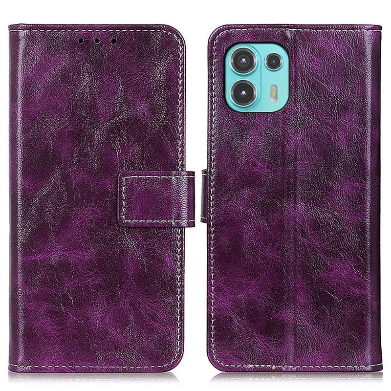 Leren Hoesje voor Motorola Edge 20 Lite Luxe Stiksels Met Leereffect
