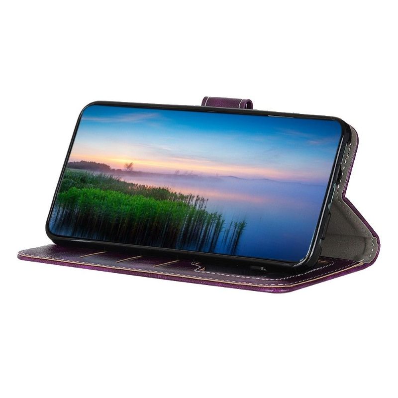Leren Hoesje voor Motorola Edge 20 Lite Luxe Stiksels Met Leereffect