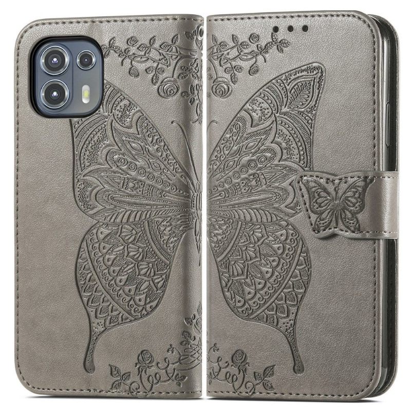 Leren Hoesje voor Motorola Edge 20 Lite Vlinder Met Reliëf