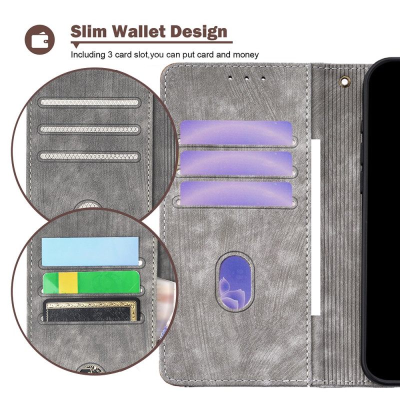 Flip Case Leren Realme 14 Pro Plus 5g Vintage Design Met Rfid-blokkering