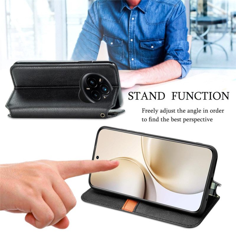 Folio-hoesje Voor Realme 14 Pro Plus 5g Vintage Suède-effect