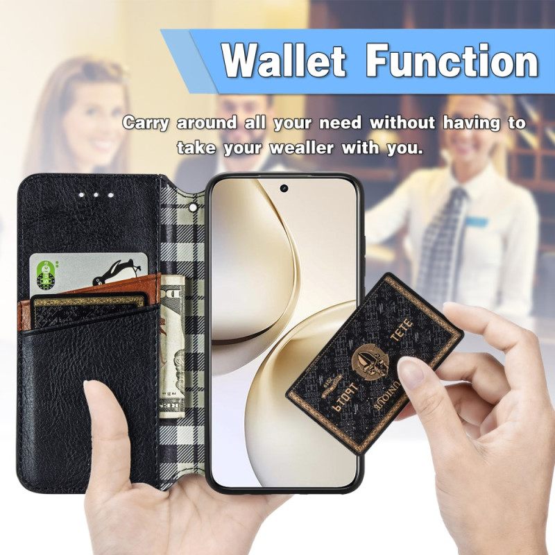 Folio-hoesje Voor Realme 14 Pro Plus 5g Vintage Suède-effect