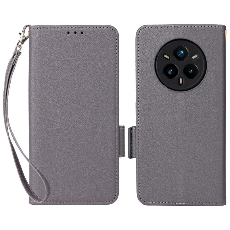 Leren Hoesje Realme 14 Pro Plus 5g Lychee Kunstleer Met Riem Bescherming Hoesje