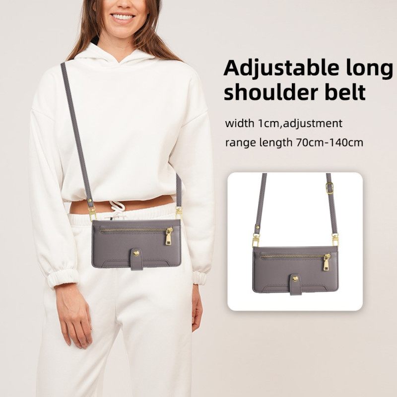 Leren Hoesje Realme 14 Pro Plus 5g Portemonnee Met Koord En Schouderband Bescherming Hoesje