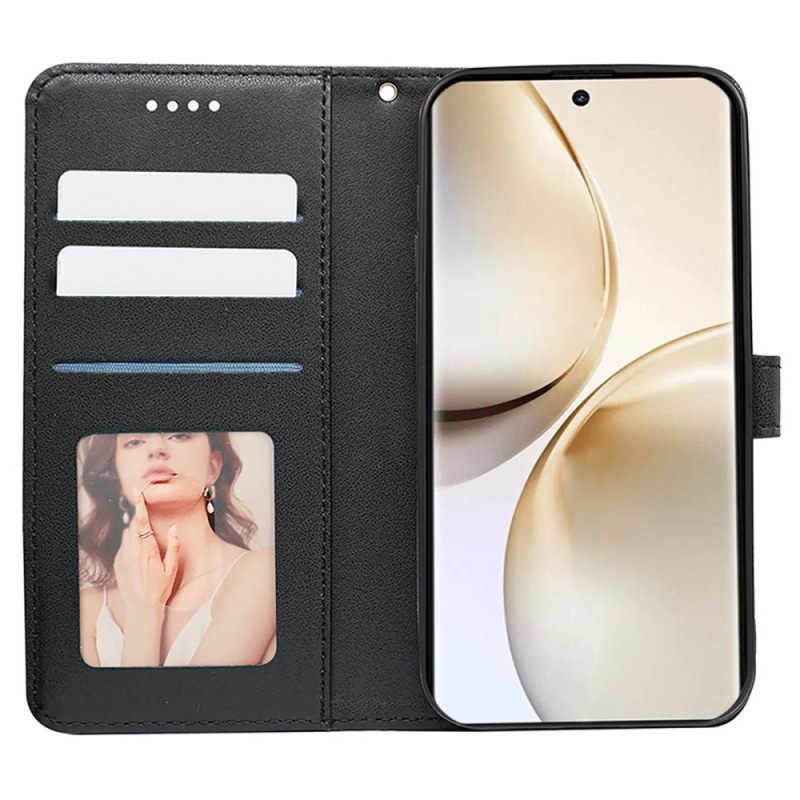 Leren Hoesje Voor Realme 14 Pro Plus 5g Bandje Met Kubistisch Patroon