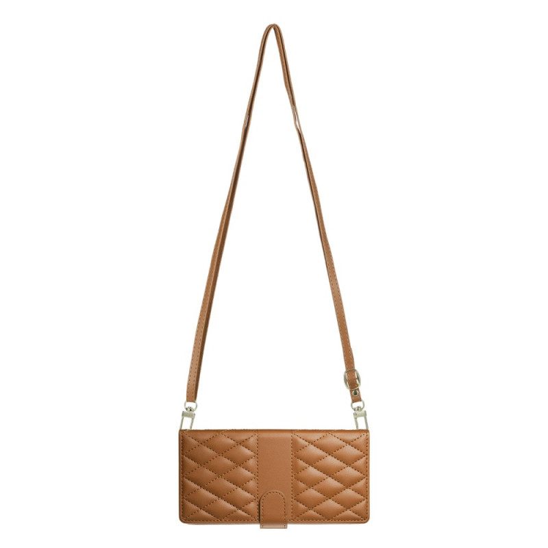 Leren Hoesje Voor Realme 14 Pro Plus 5g Gewatteerd Met Bandje En Schouderband