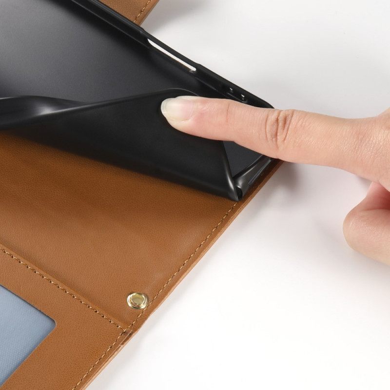 Leren Hoesje Voor Realme 14 Pro Plus 5g Gewatteerd Met Bandje En Schouderband