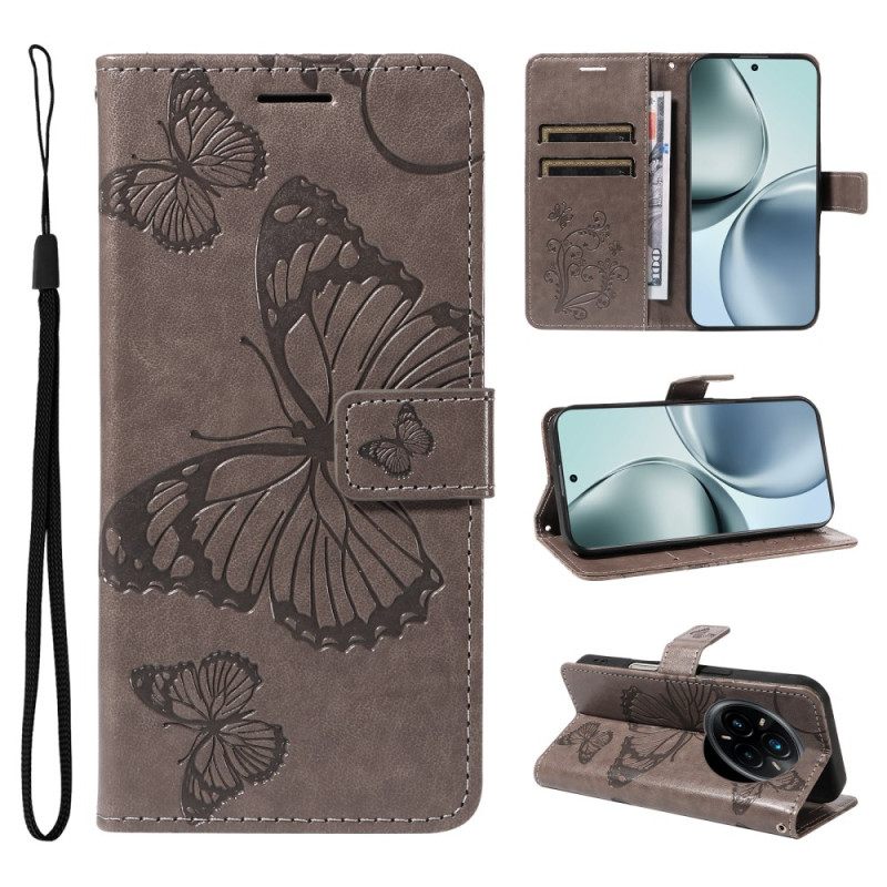 Leren Hoesje Voor Realme 14 Pro Plus 5g Reuzenvlinders