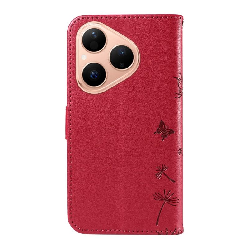 Folio-hoesje Huawei Pura 80 Telefoonhoesje Paardenbloem En Bandje
