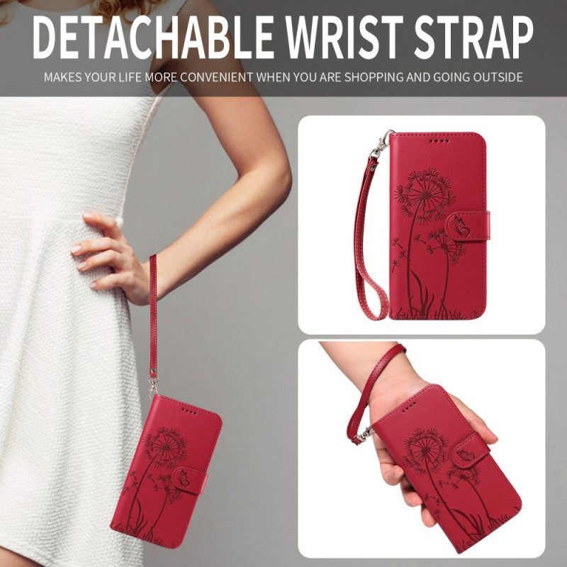 Folio-hoesje Huawei Pura 80 Telefoonhoesje Paardenbloem En Bandje