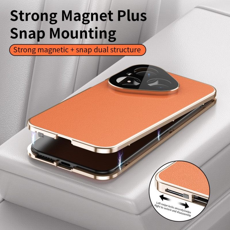 Hoesje Huawei Pura 80 Lederen Ontwerp En Gehard Glazen Schermbeschermer