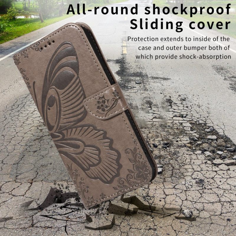 Leren Hoesje Huawei Pura 80 Grafische Vlinder