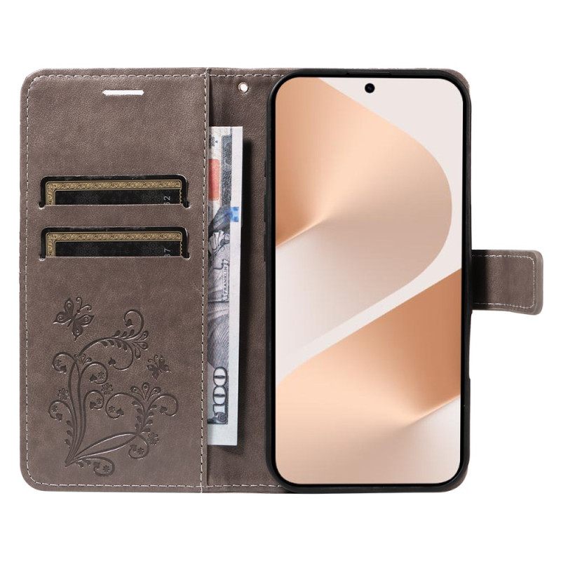 Leren Hoesje Huawei Pura 80 Grote Vlinders Bescherming Hoesje