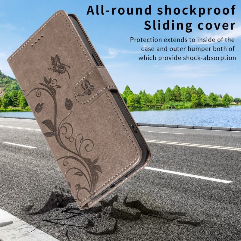 Leren Hoesje Voor Huawei Pura 80 Bloemenpatroon