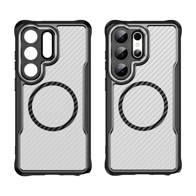 Cover Hoesje Samsung Galaxy S26 Ultra Telefoonhoesje Magsafe Hybrid Protection Carbon Fiber Textuur