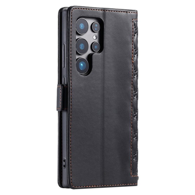 Flip Case Leren Samsung Galaxy S26 Ultra Gewatteerd Met Bandje