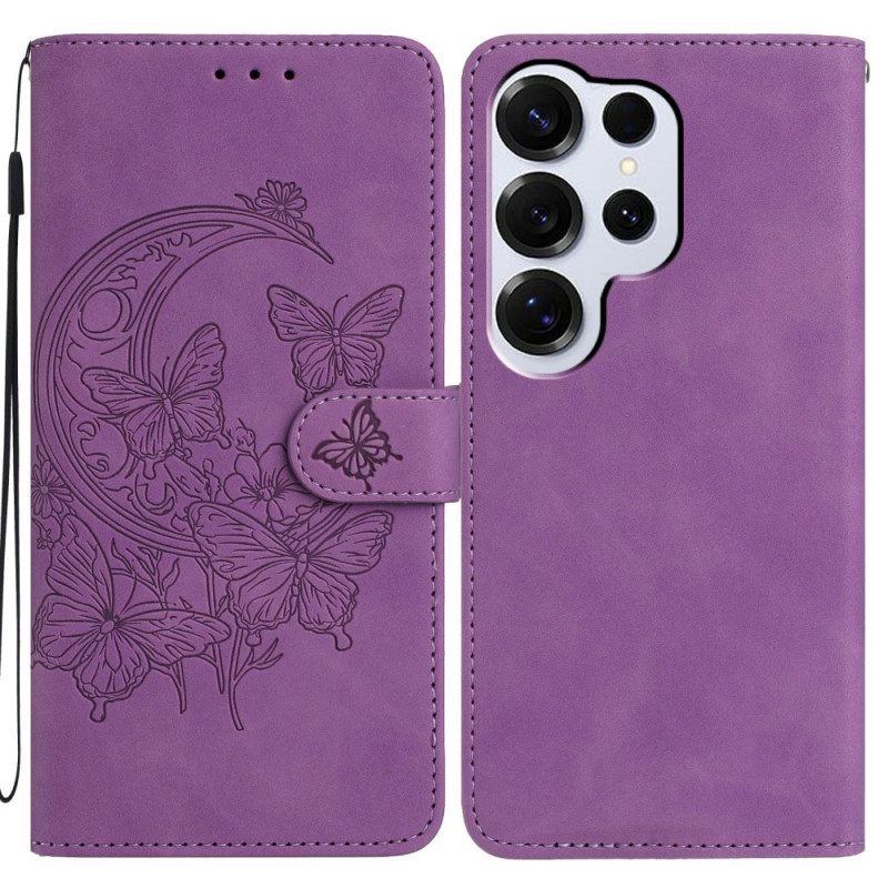Folio-hoesje Samsung Galaxy S26 Ultra Suède Bloemenpatroon
