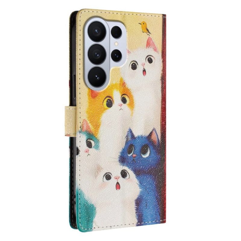 Folio-hoesje Samsung Galaxy S26 Ultra Telefoonhoesje Kleurrijke Katten